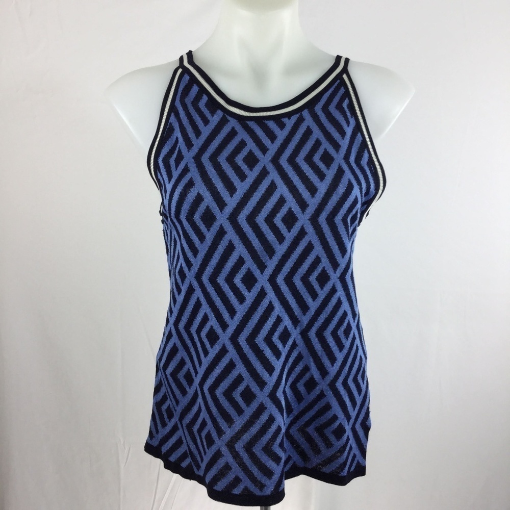 Eliza J Womens Sleeveless Tank Top Blue Geometric
